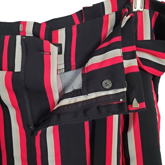 Torrid Size 16 Shorts Belt Crepe Paperbag High Waist Stretch Stripe Black Pink - Picture 6 of 8